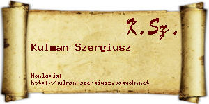 Kulman Szergiusz névjegykártya